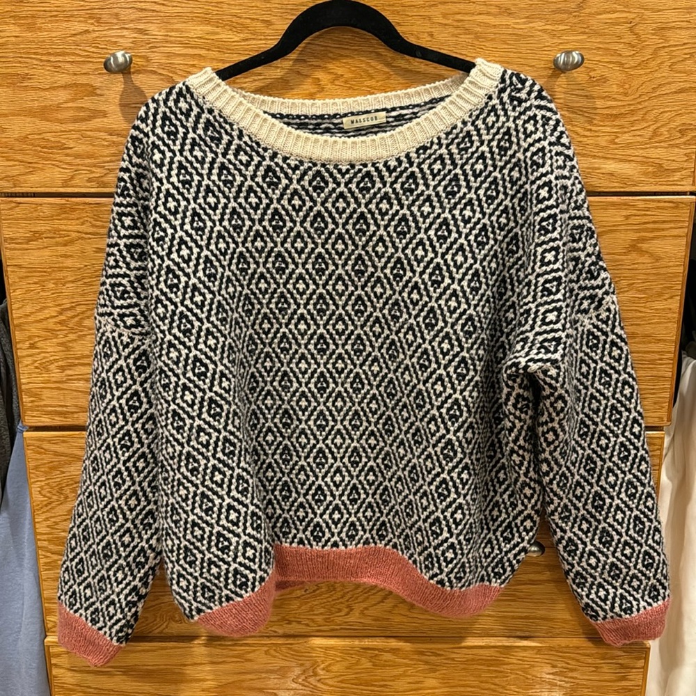 Beautiful Masscob Wool Alpaca Blend Patterned Oversized Sweater M